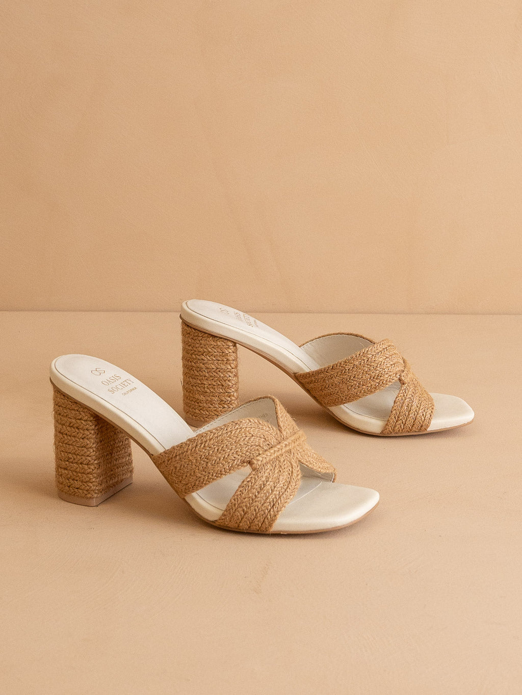 The Santiago | Toffee Raffia Block Heel in - HEELS photo