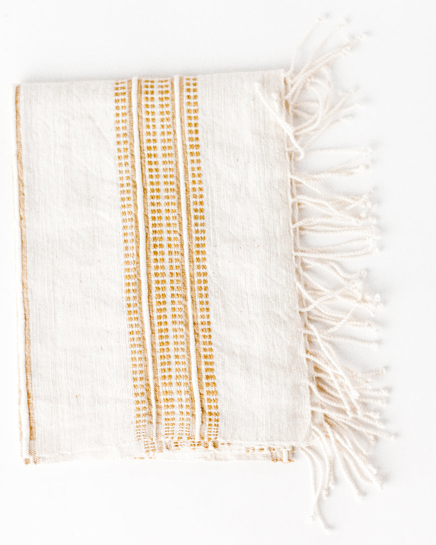 Aden Cotton Hand Towel in Natural with Beige - Kitchen Towels photo