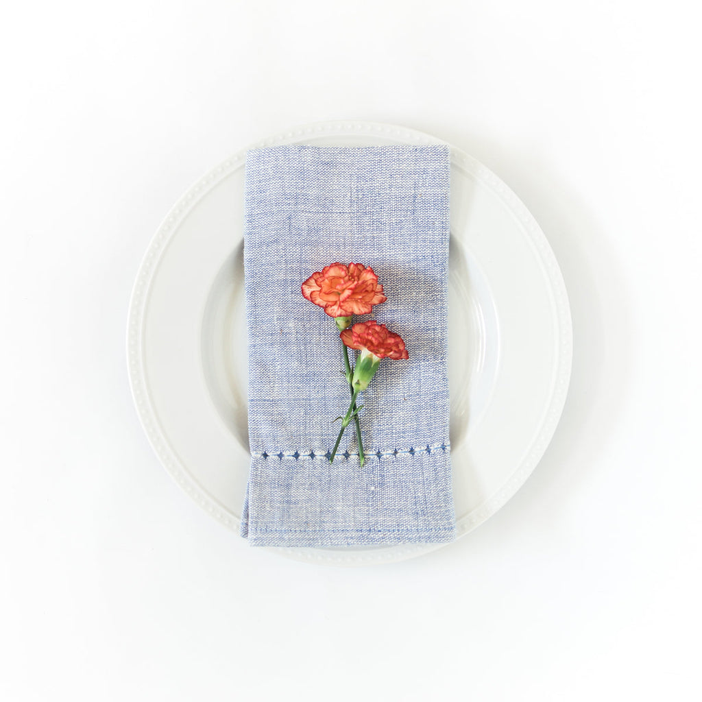 Pulled Cotton Napkins in Blue Set of 2 - Cloth Napkins photo