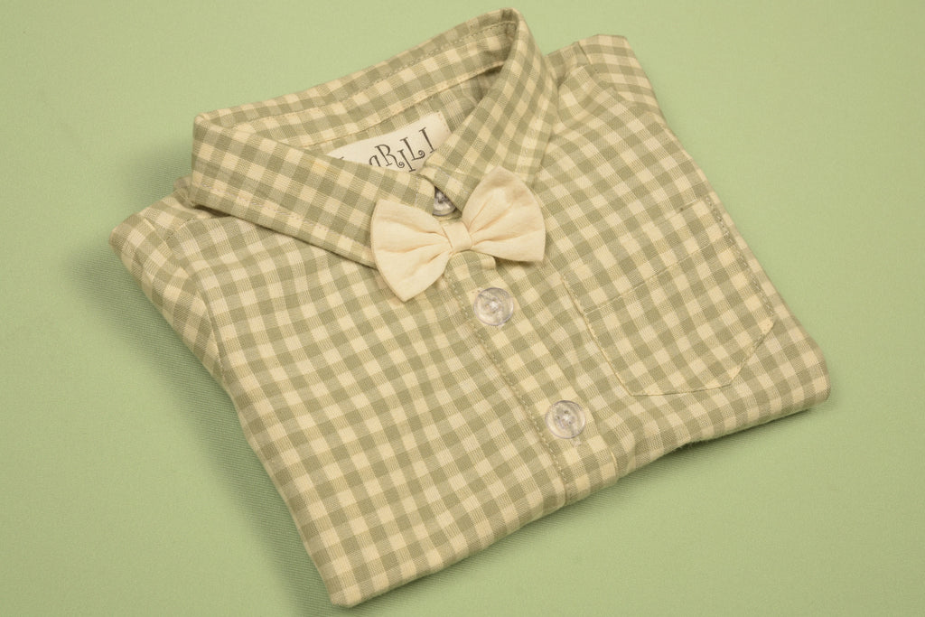 Green Gingham Boy Bubble in - Romper photo