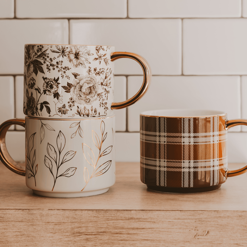 Gold Leaves 14oz. Gold Handle Coffee Mug in - Coffee Mugs photo