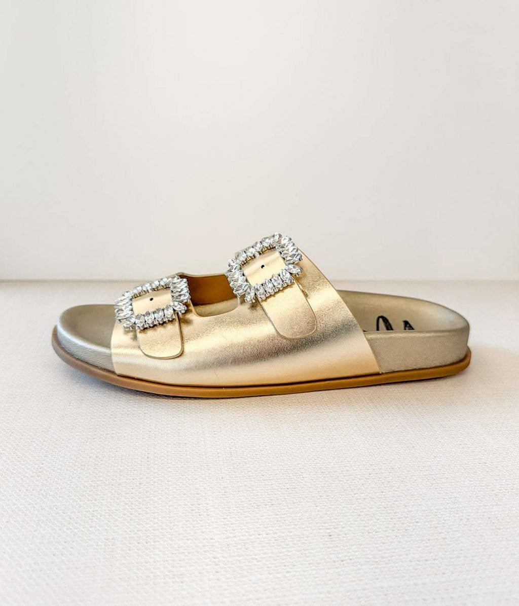 Stellar Rhinestone Buckle Slides in Gold - SwagglyLife Home & Fashion