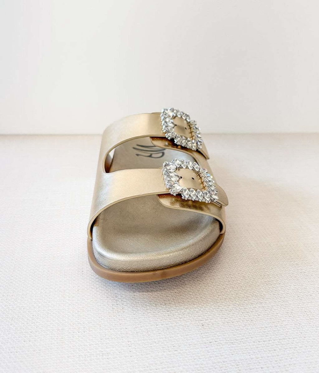 Stellar Rhinestone Buckle Slides in Gold - SwagglyLife Home & Fashion
