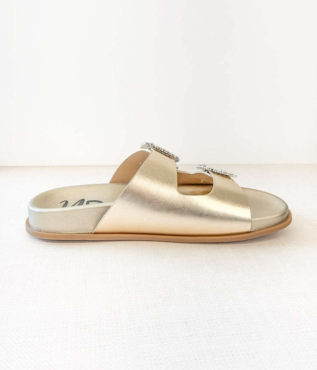 Stellar Rhinestone Buckle Slides in Gold - SwagglyLife Home & Fashion
