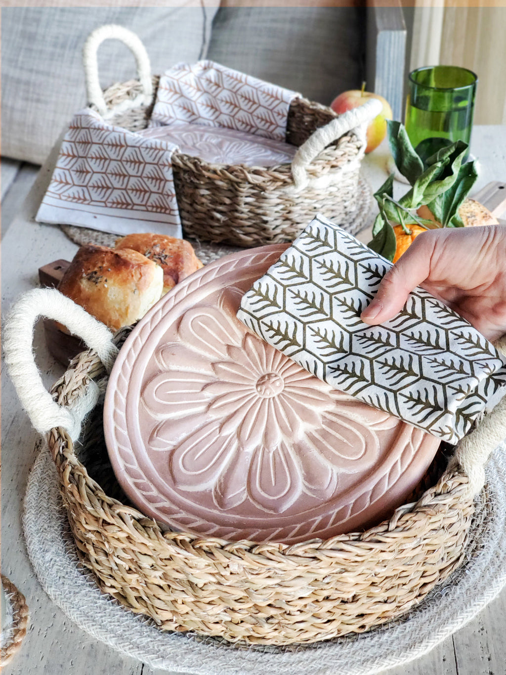 Bread Warmer & Basket Gift Set with Tea Towel - Vintage Flower in - KITCHEN photo