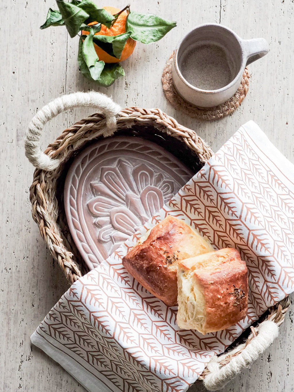 Bread Warmer & Basket Gift Set with Tea Towel - Flower in - KITCHEN photo