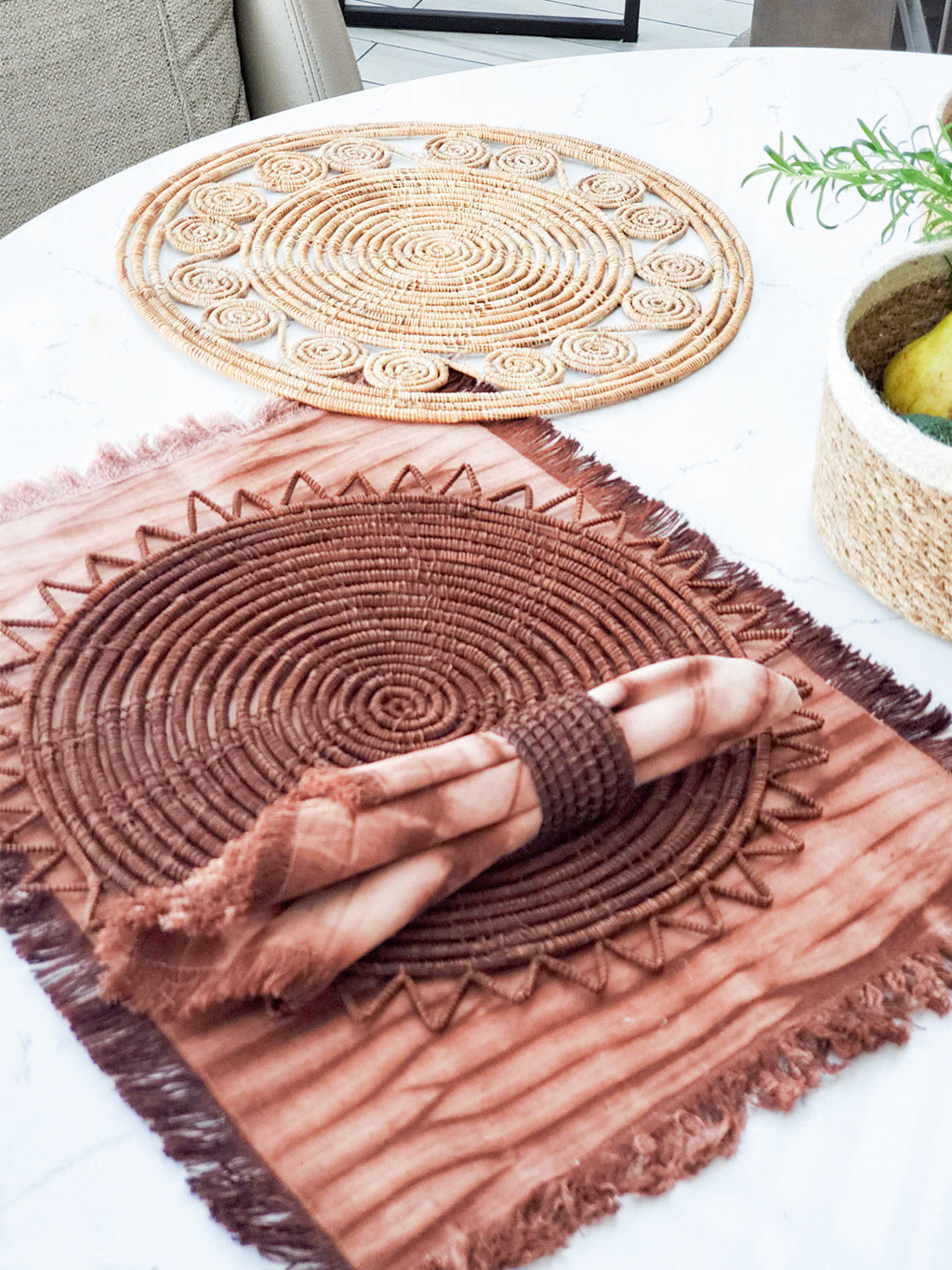 Tie Dye Cotton Placemat - Brown (Set of 4) in - photo