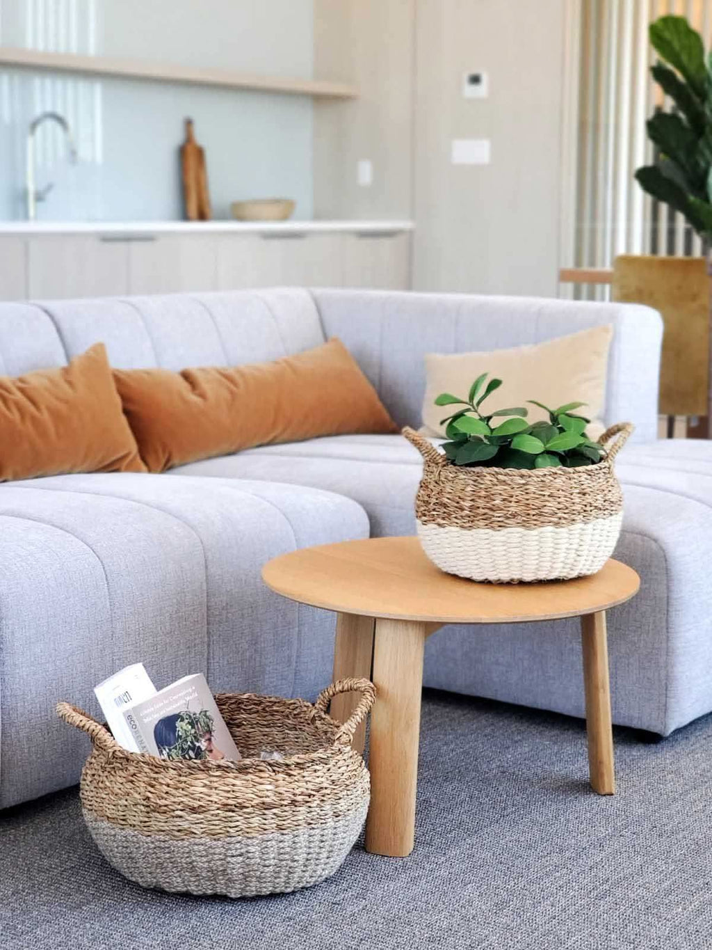 KORISSA Ula Floor Basket - Natural - SwagglyLife Home & Fashion