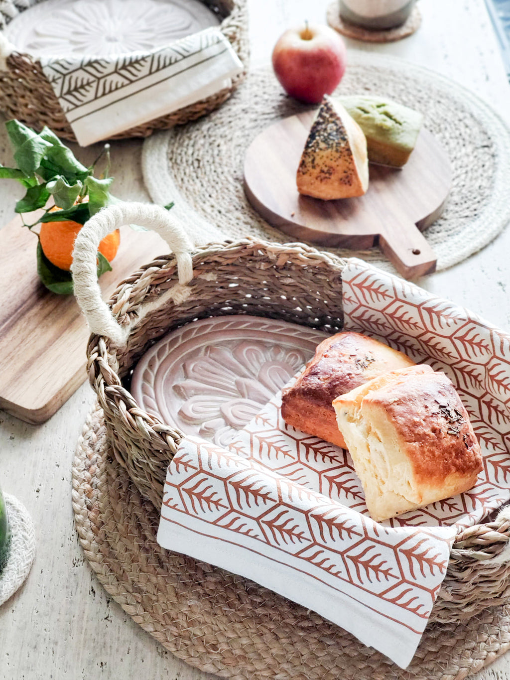 Bread Warmer & Basket Gift Set with Tea Towel - Flower in - KITCHEN photo