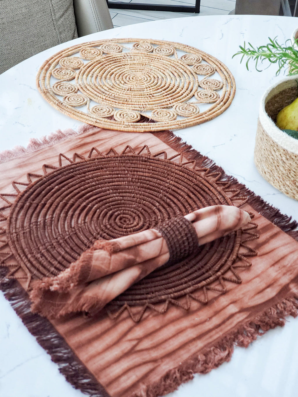 Surya Woven Palm Fiber Placemat - Brown (Set of 2) in - photo
