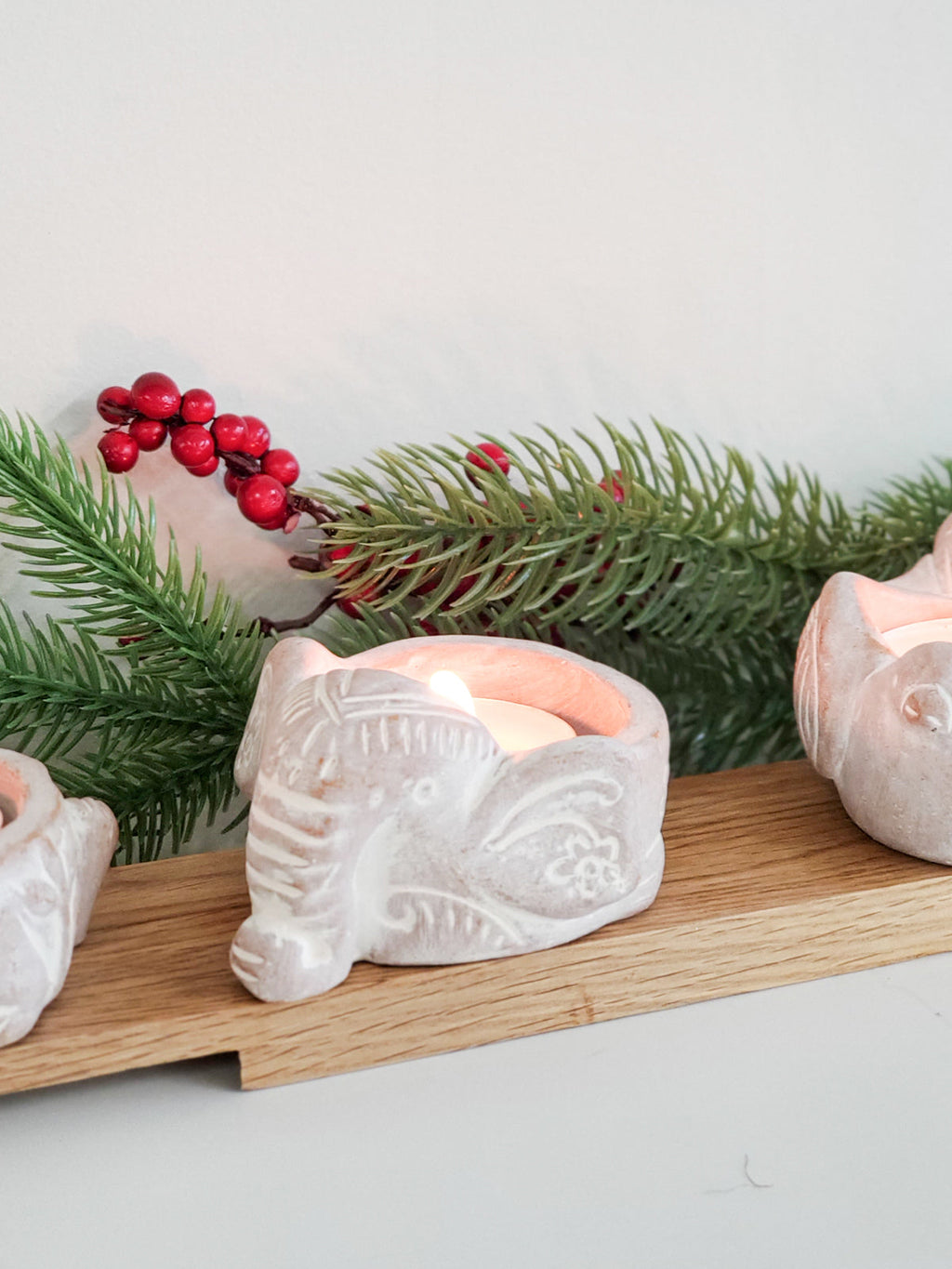 Terracotta Tea Light Candle Holder - Elephant in - photo