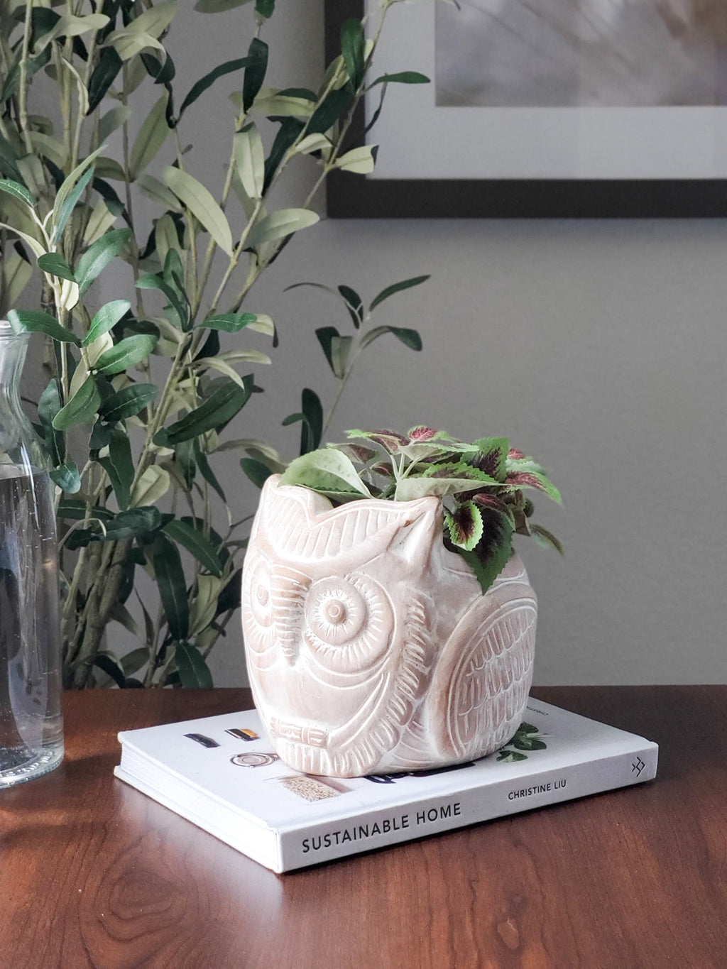 Terracotta Pot - Horned Owl in - PLANT DECOR photo