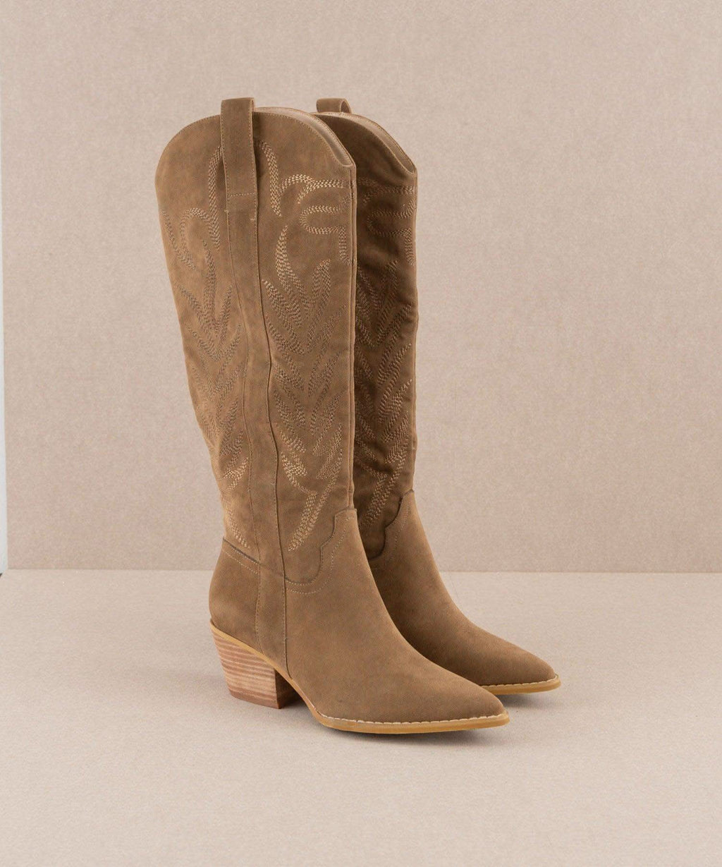 The Samara | Brown Embroidered Tall Boot in - BOOTS & BOOTIES photo