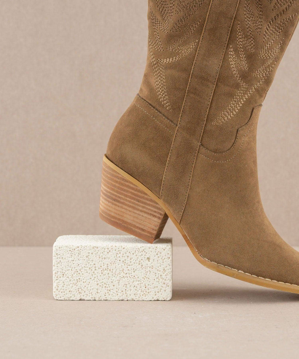The Samara | Brown Embroidered Tall Boot in - BOOTS & BOOTIES photo