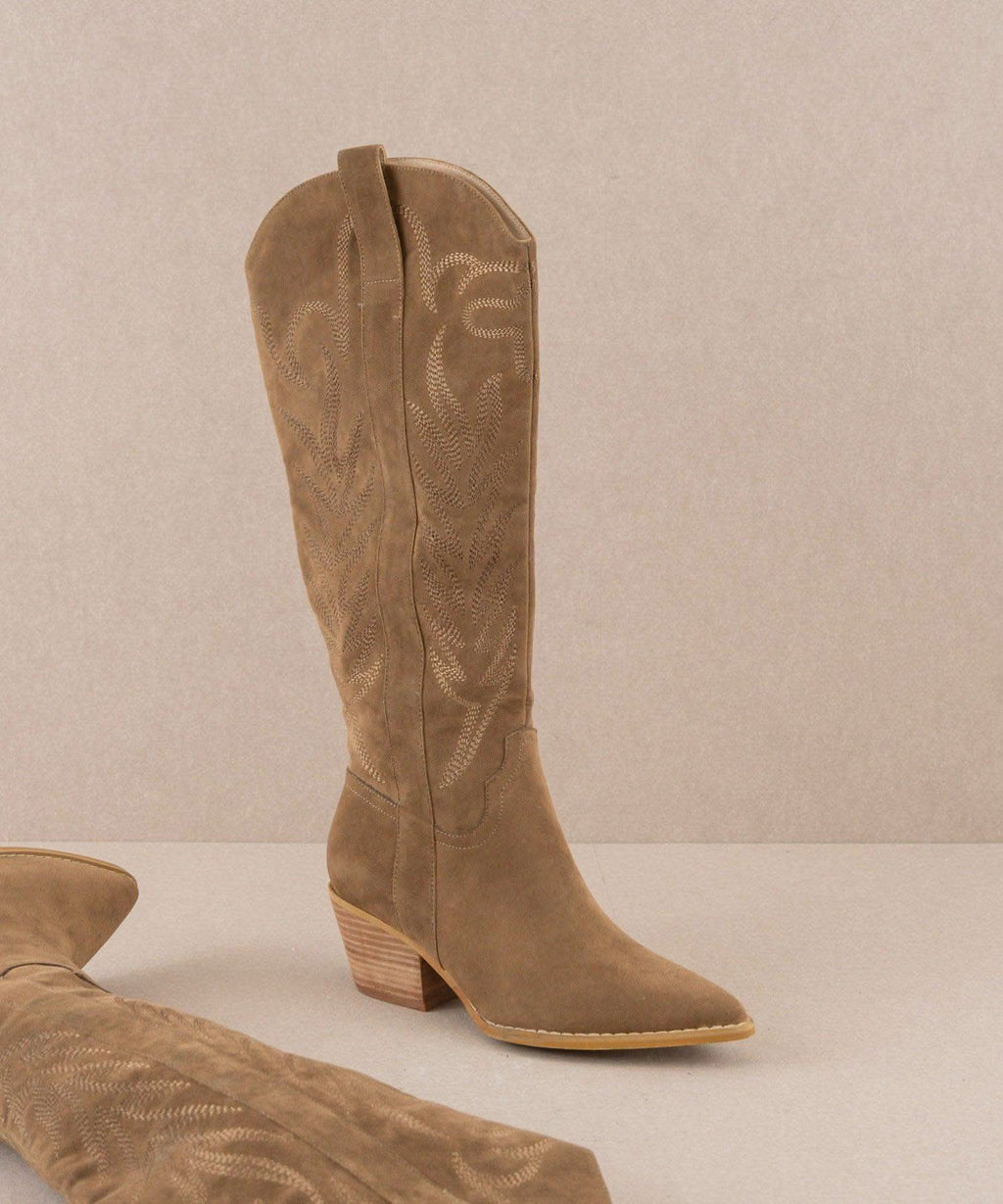 The Samara | Brown Embroidered Tall Boot in - BOOTS & BOOTIES photo