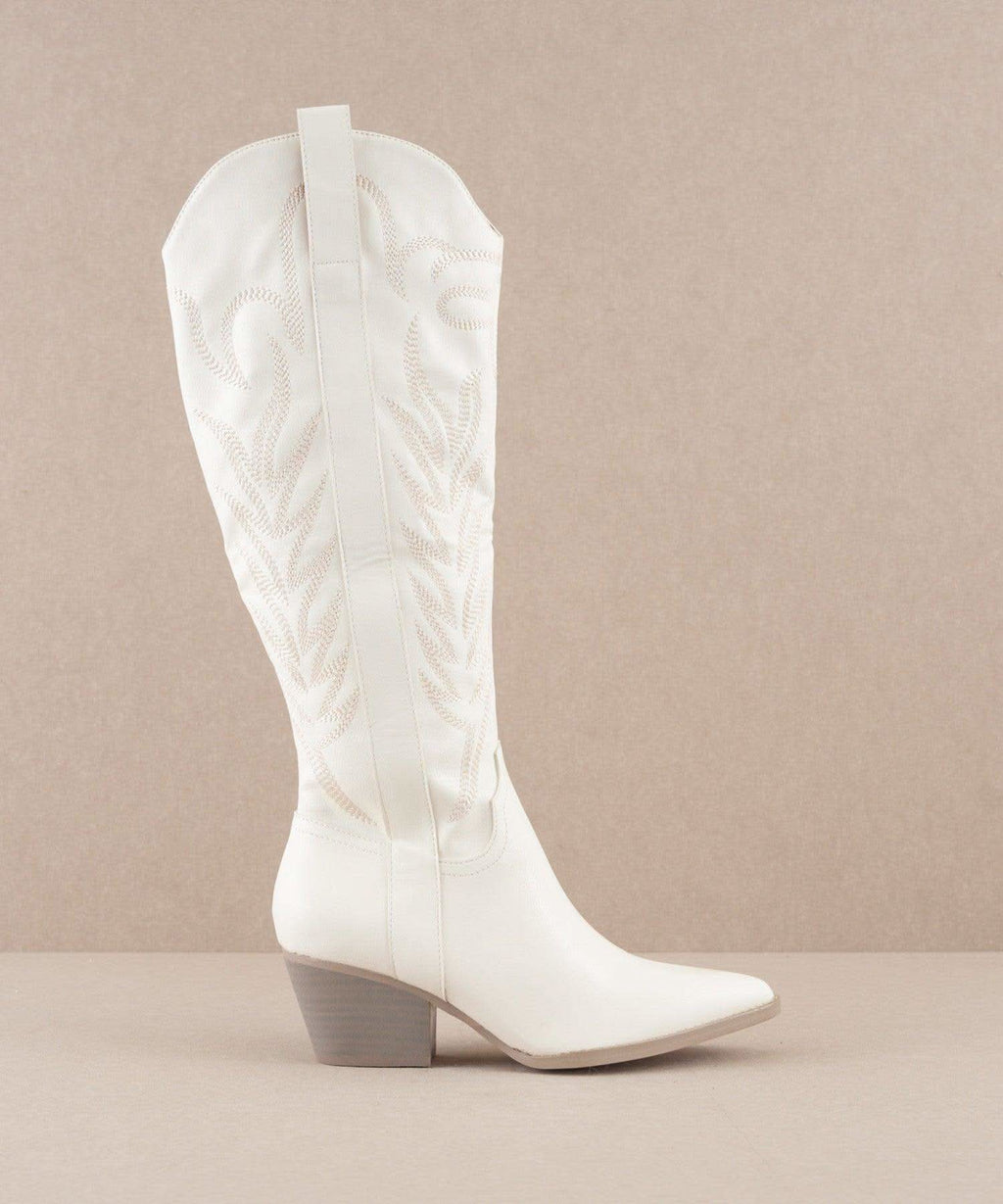 The Samara | White Embroidered Tall Boot in - BOOTS & BOOTIES photo