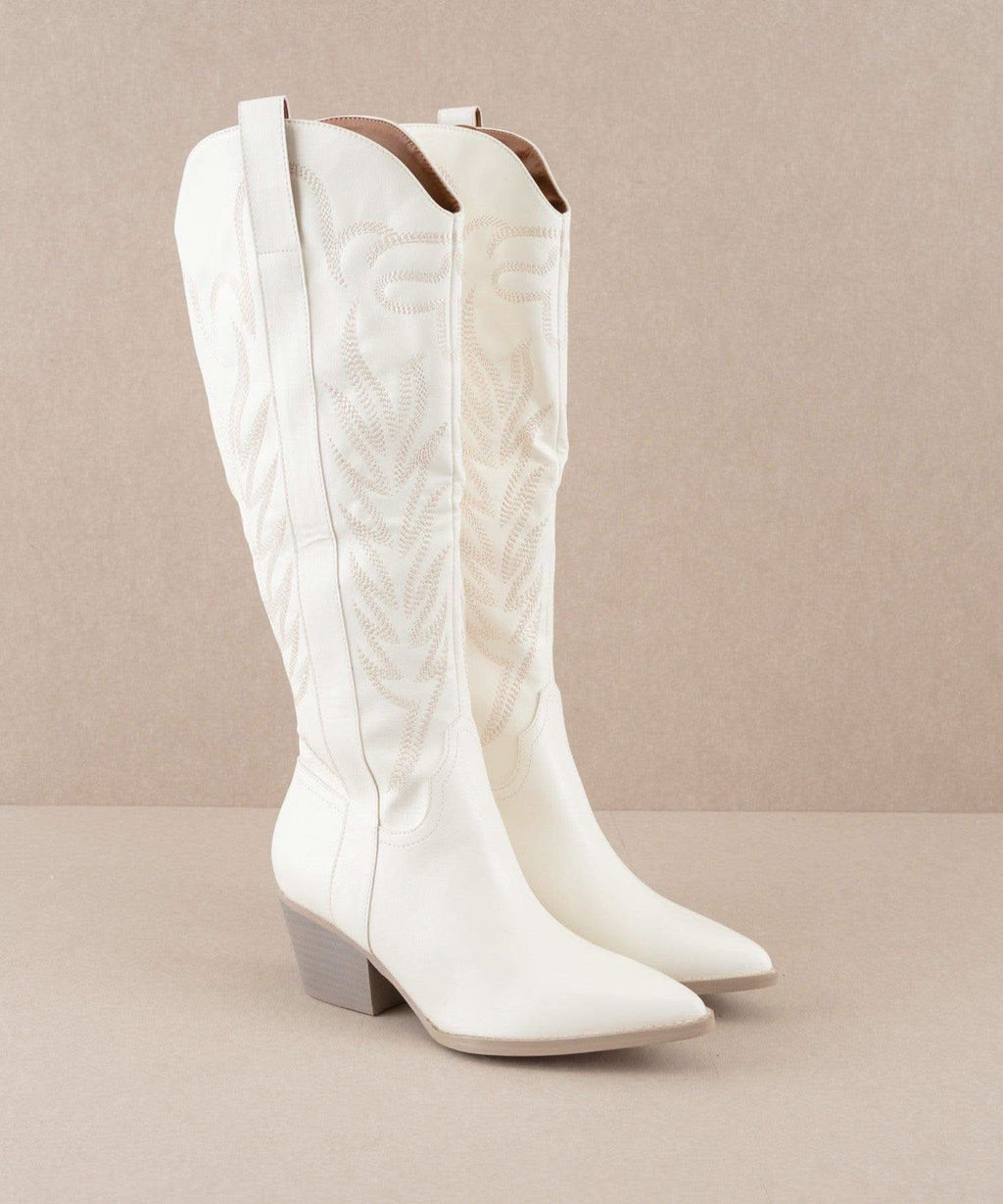 The Samara | White Embroidered Tall Boot in - BOOTS & BOOTIES photo