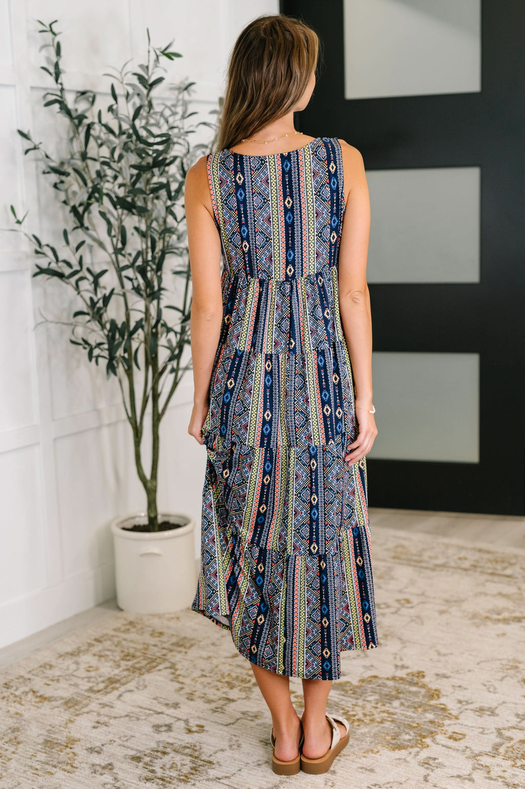 Sierra Spirit Gathered Tiered Dress in Navy in - Womens photo