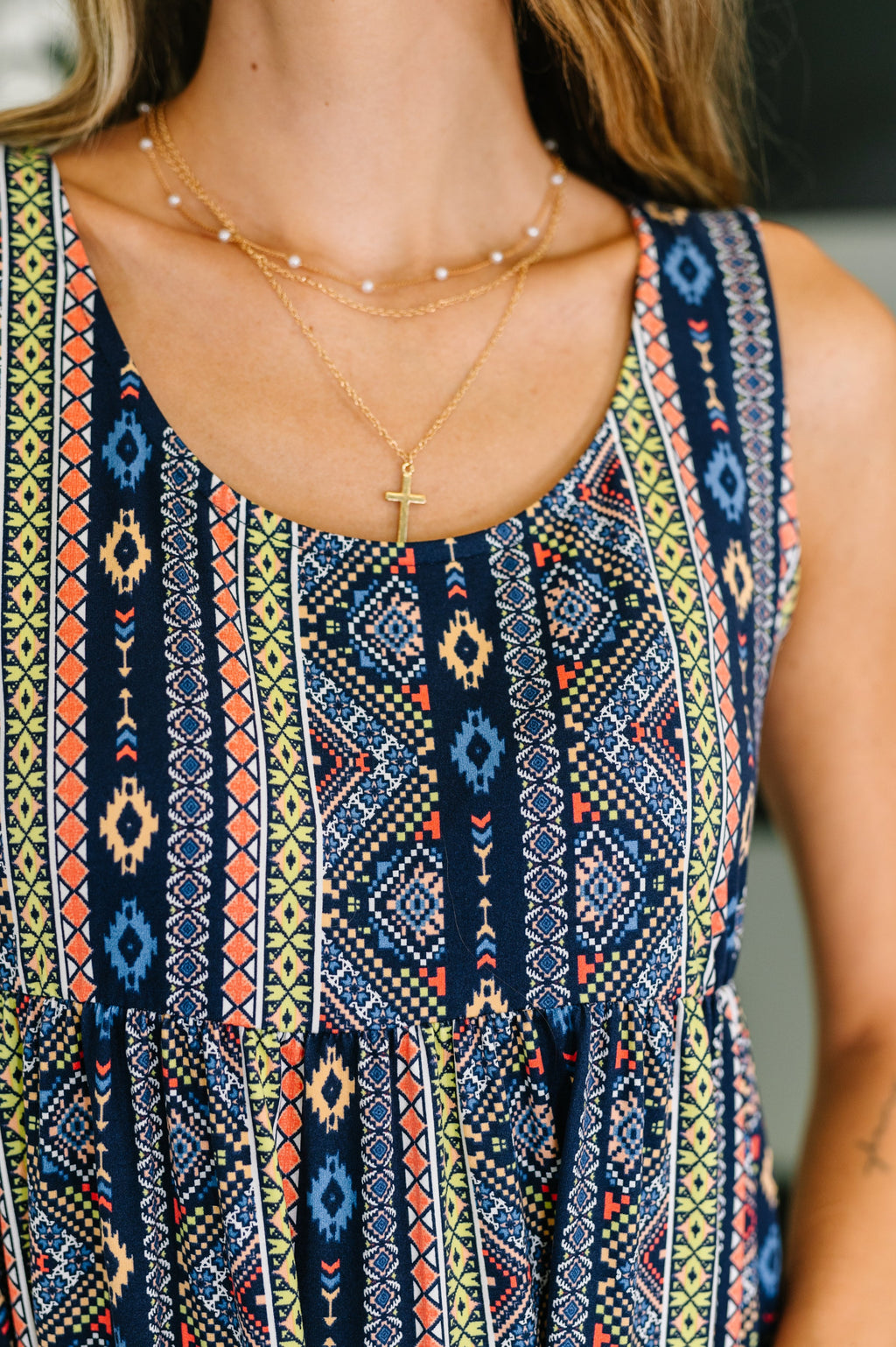 Sierra Spirit Gathered Tiered Dress in Navy in - Womens photo