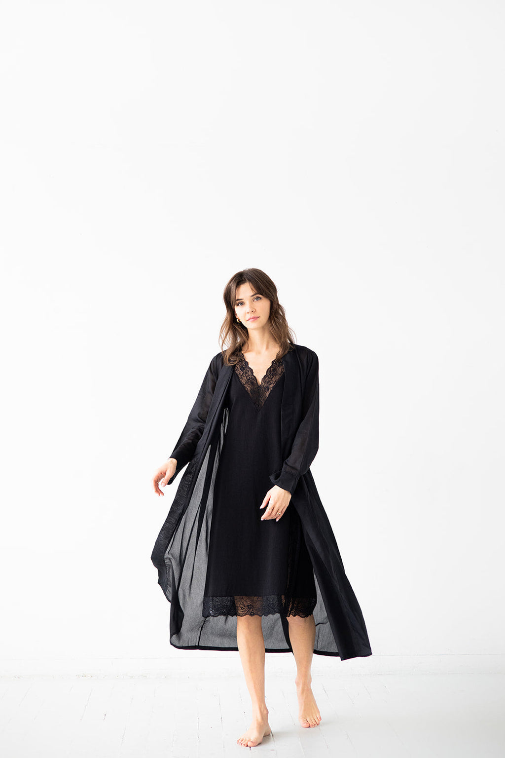 Simone Lace Trim Pima Cotton Gown in - NIGHTGOWN photo