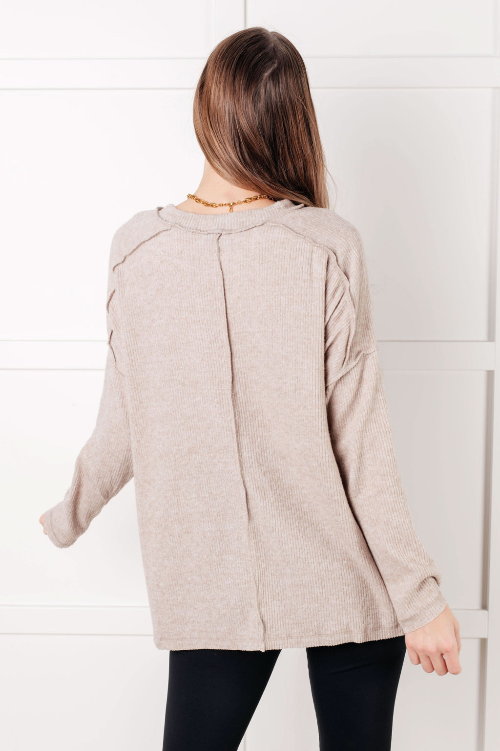 Simply Basic Ribbed Hacci Sweater in H Mocha in - Tops photo