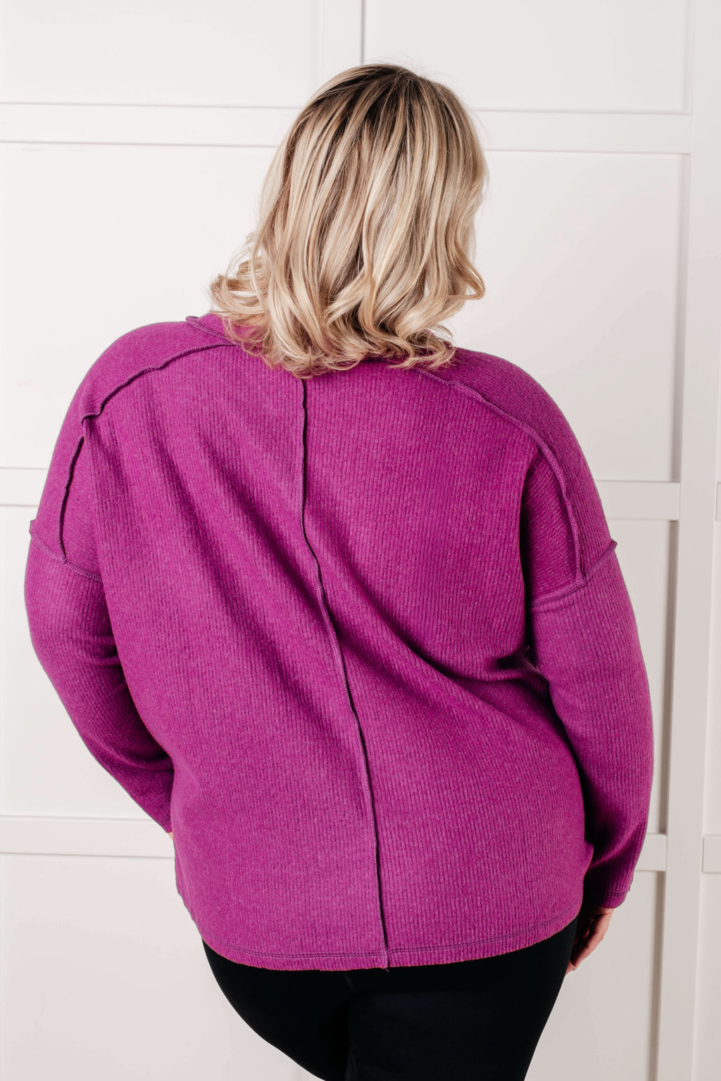 Simply Basic Ribbed Hacci Sweater in Light Plum in - Tops photo