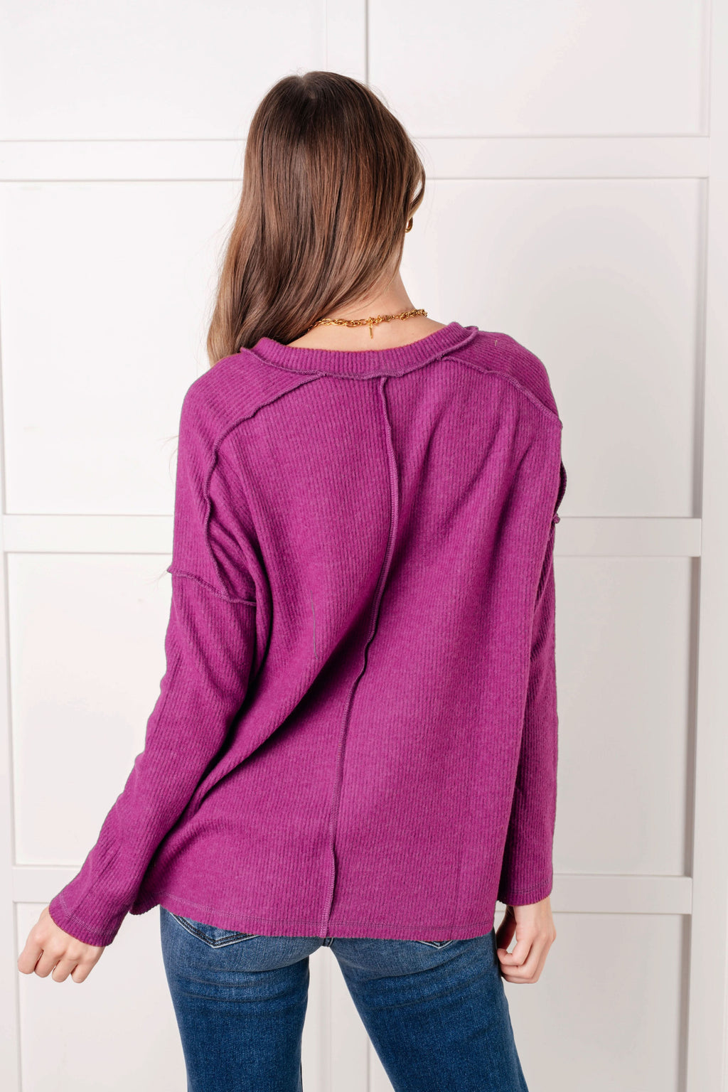 Simply Basic Ribbed Hacci Sweater in Light Plum in - Tops photo
