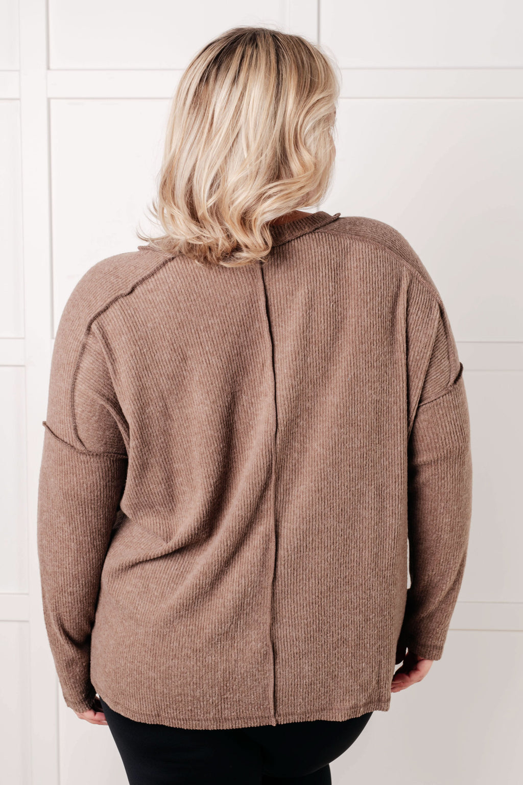 Simply Basic Ribbed Hacci Sweater in Mocha in - Tops photo
