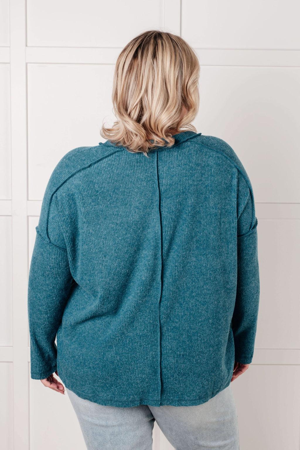 Simply Basic Ribbed Hacci Sweater in Teal in - Tops photo