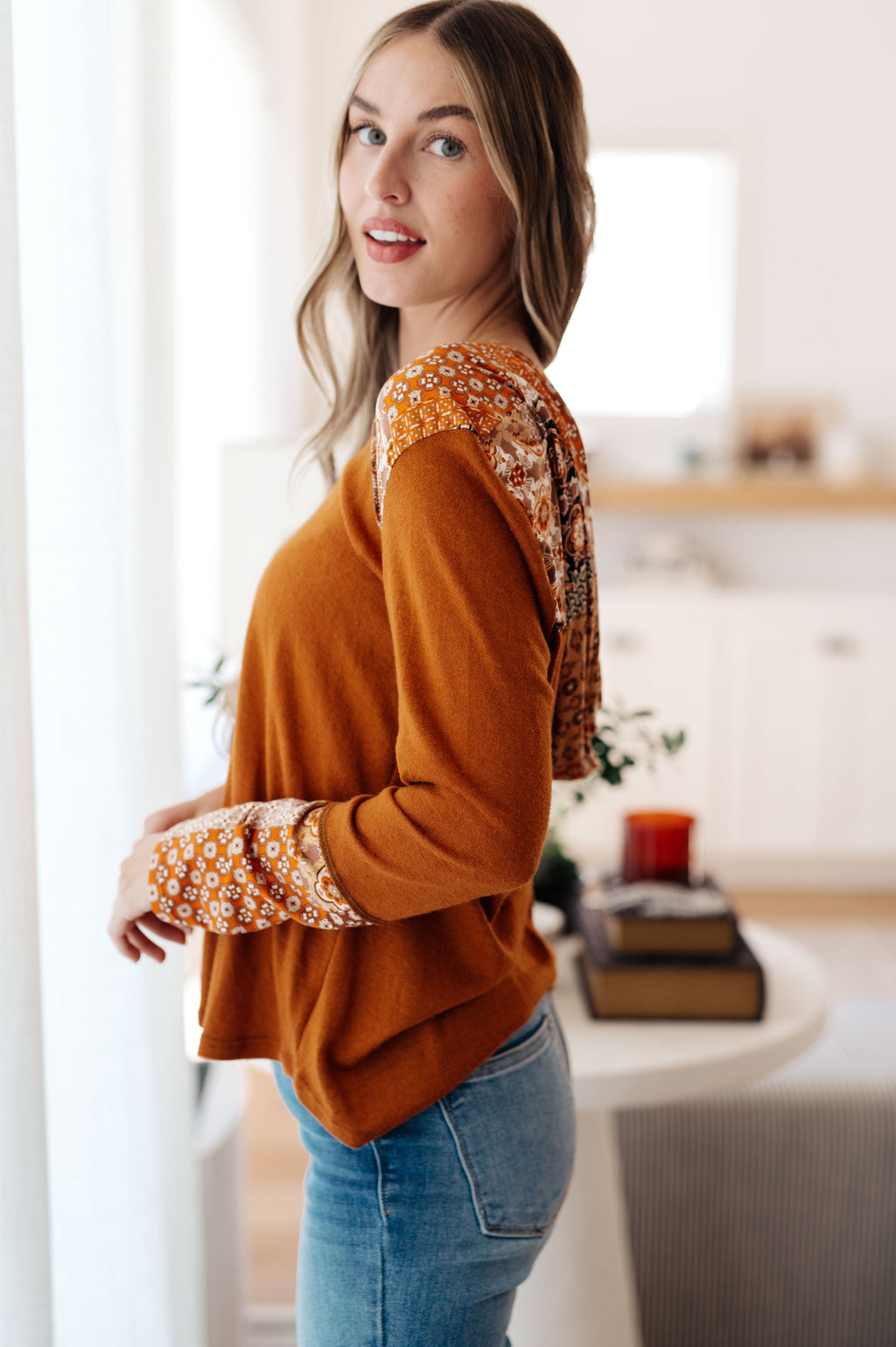 Sipping Iced Tea Mixed Print Hoodie in - Tops photo