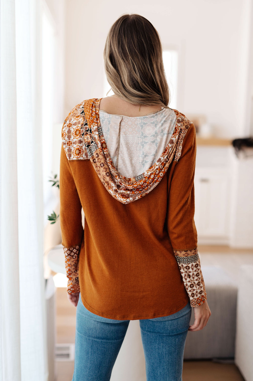 Sipping Iced Tea Mixed Print Hoodie in - Tops photo
