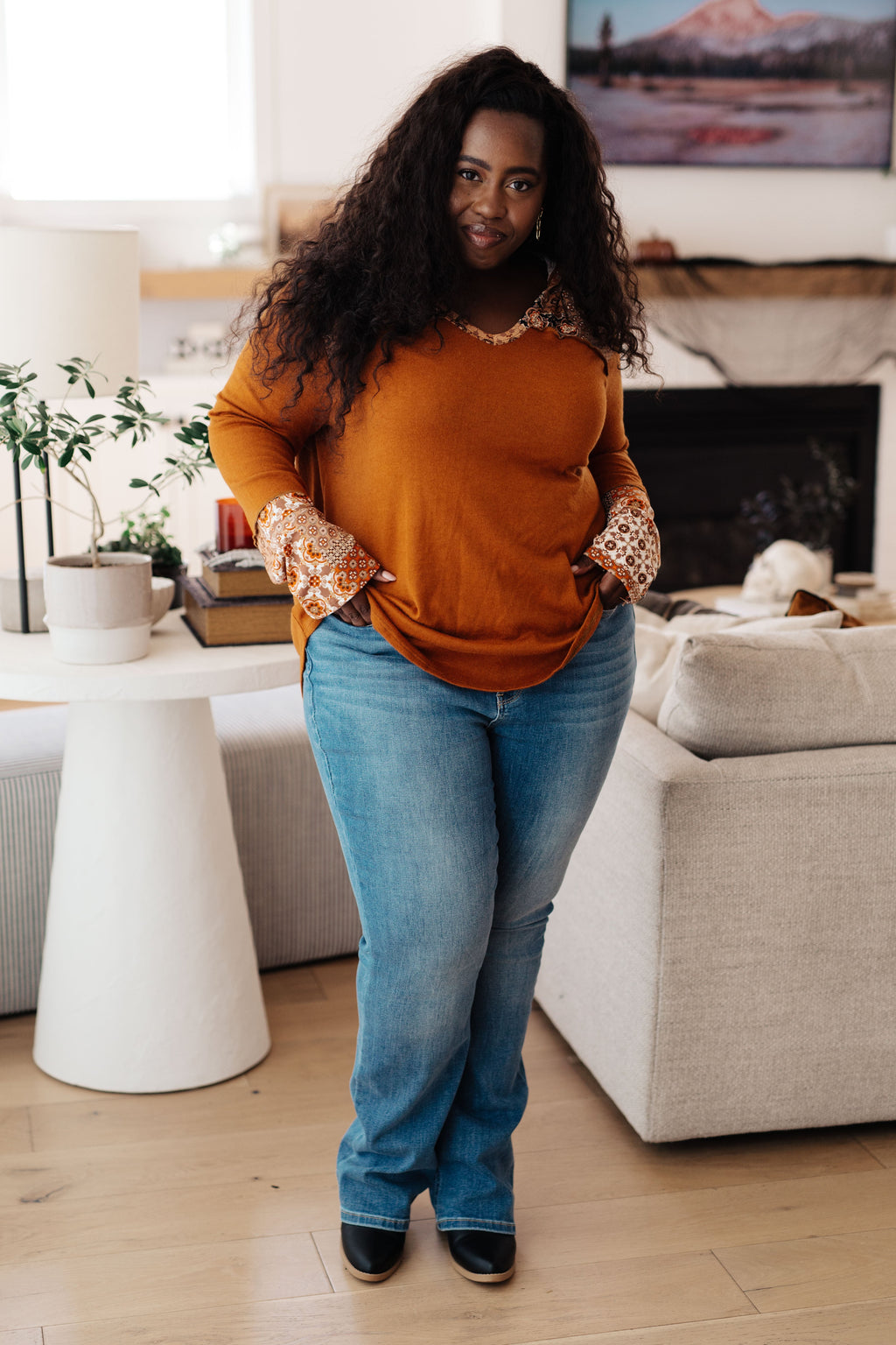 Sipping Iced Tea Mixed Print Hoodie in - Tops photo