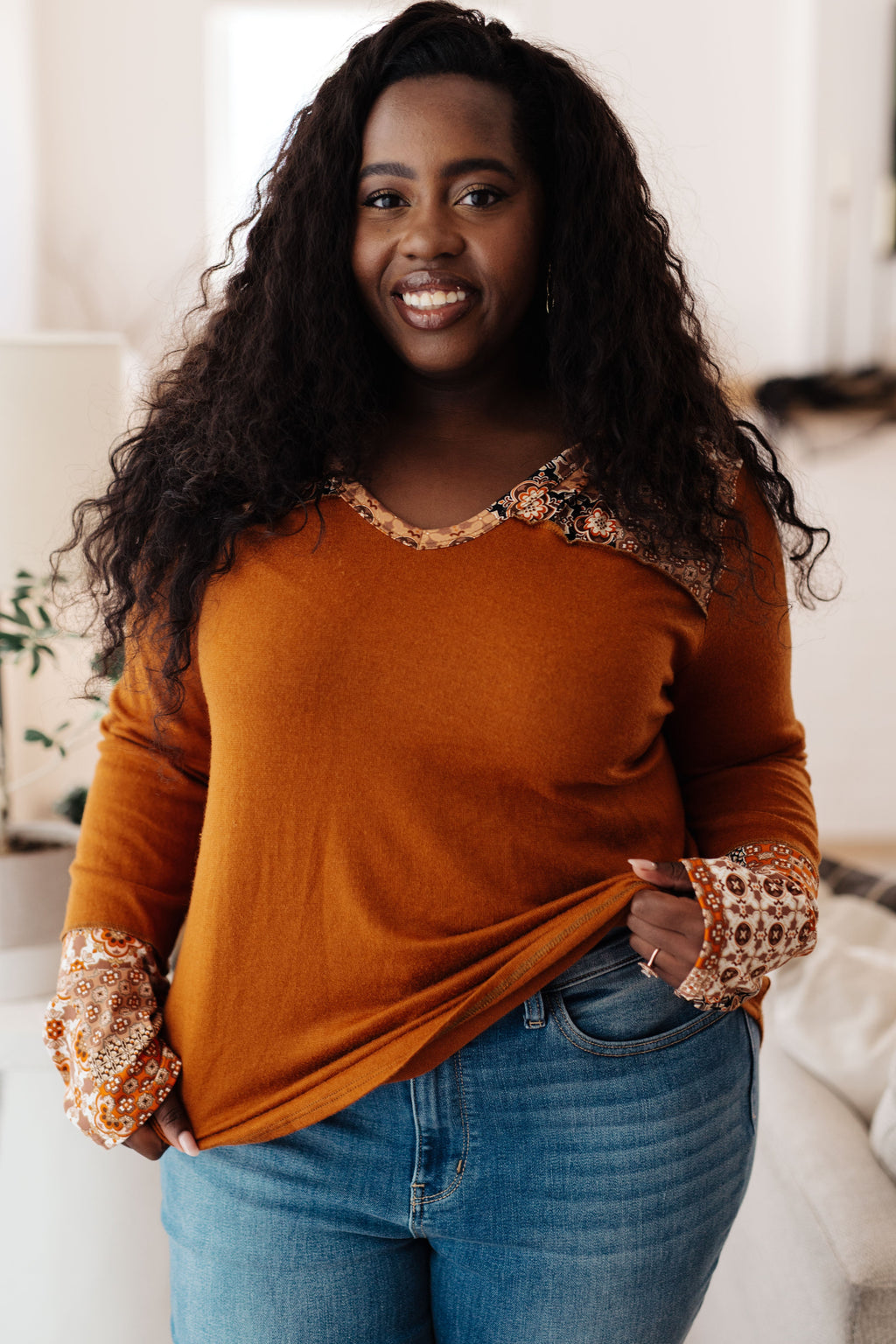 Sipping Iced Tea Mixed Print Hoodie in - Tops photo