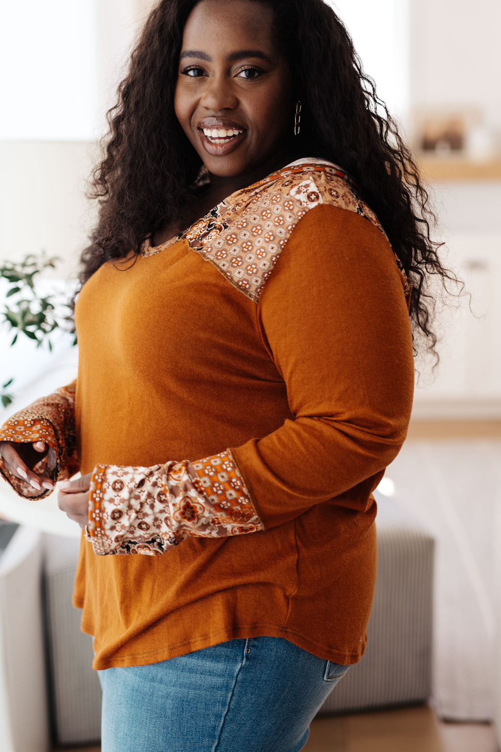 Sipping Iced Tea Mixed Print Hoodie in - Tops photo