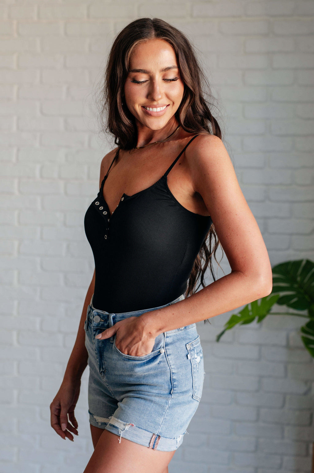 Snap it Up Spaghetti Strap Bodysuit in - Bodysuits photo