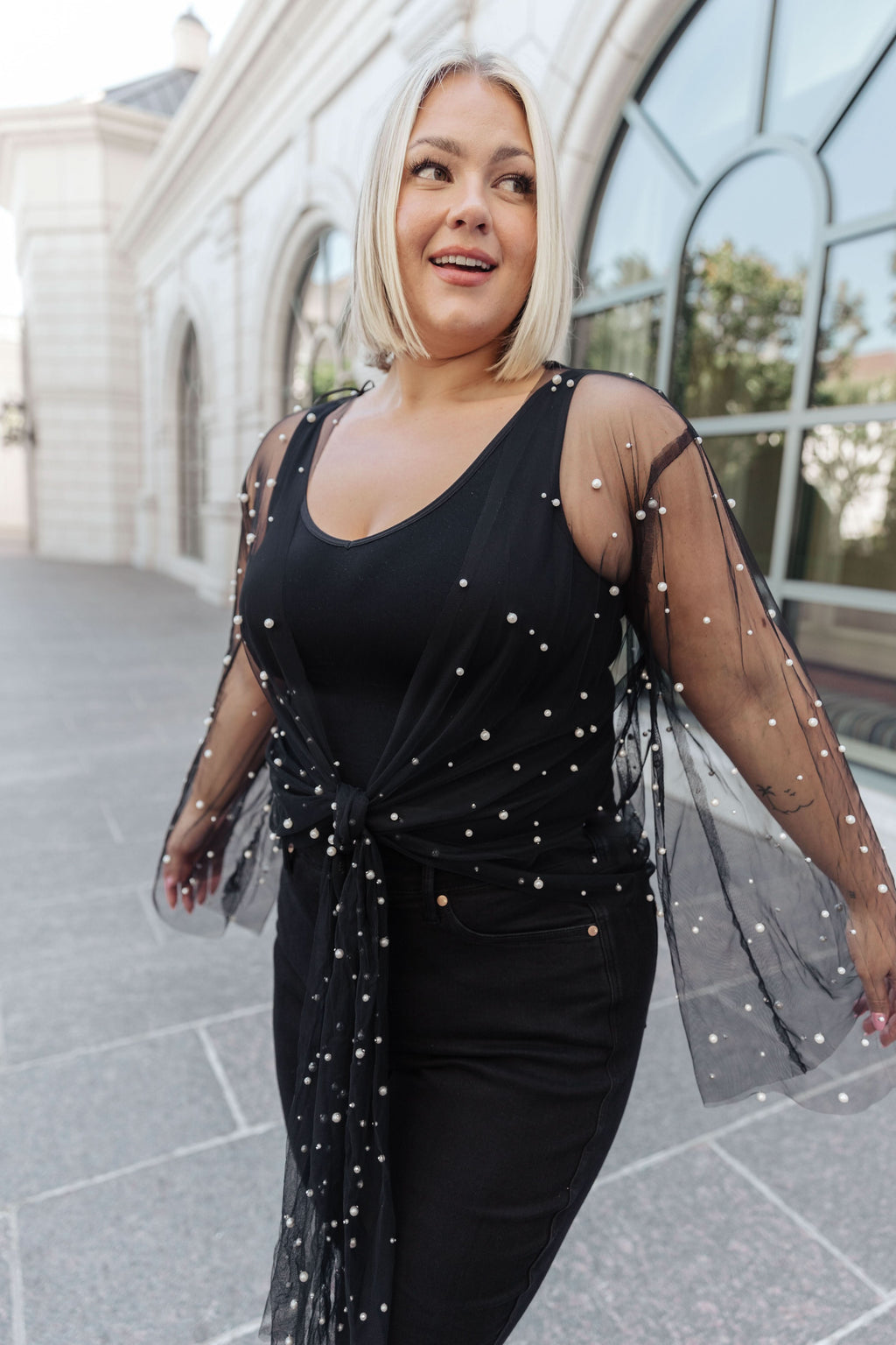 Sprinkle of Pearls Sheer Kimono in - Layers photo