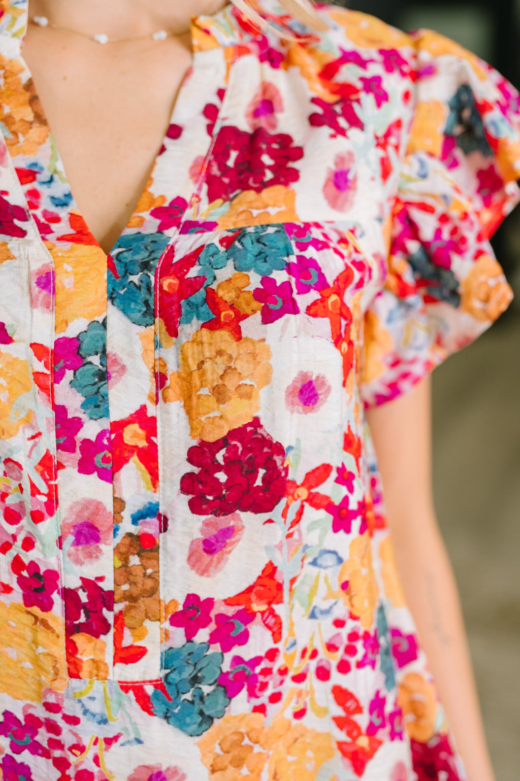 Start of Something Great Flutter Sleeve Floral Dress in - Womens photo