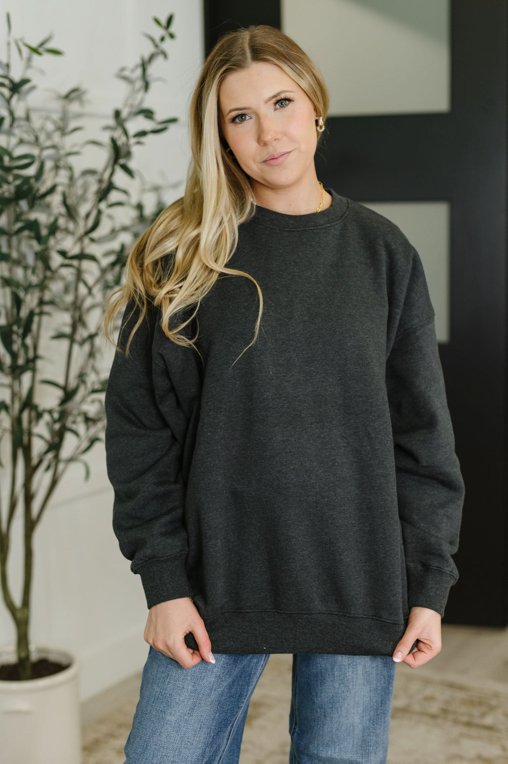 Sunday Snug Relaxed Pullover in Charcoal - SwagglyLife Home & Fashion