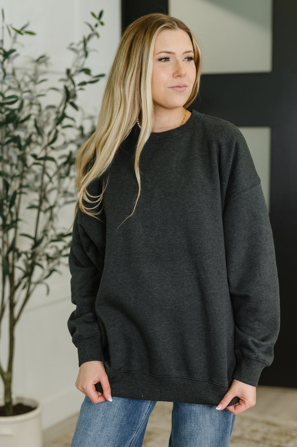 Sunday Snug Relaxed Pullover in Charcoal - SwagglyLife Home & Fashion