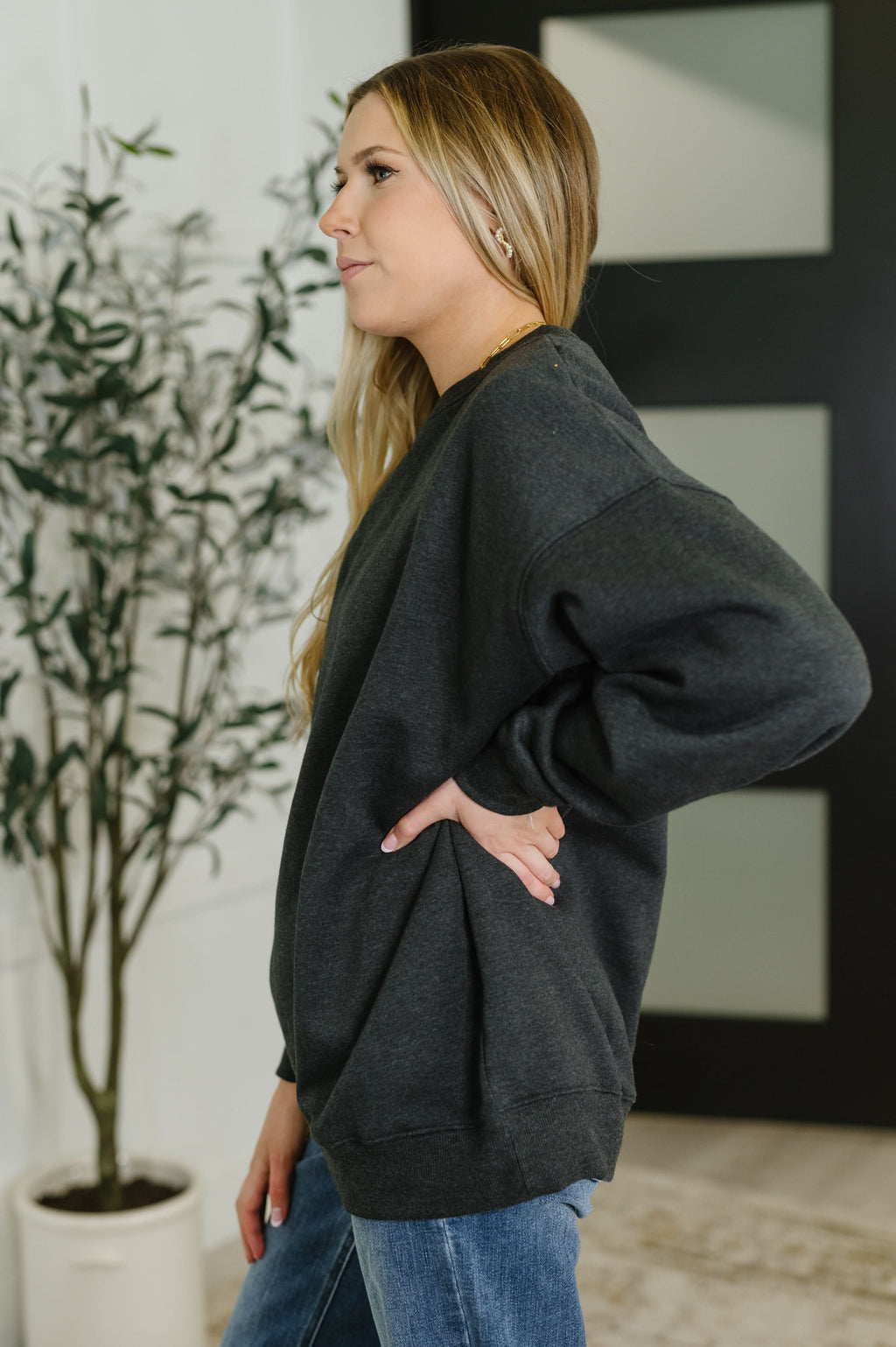 Sunday Snug Relaxed Pullover in Charcoal - SwagglyLife Home & Fashion