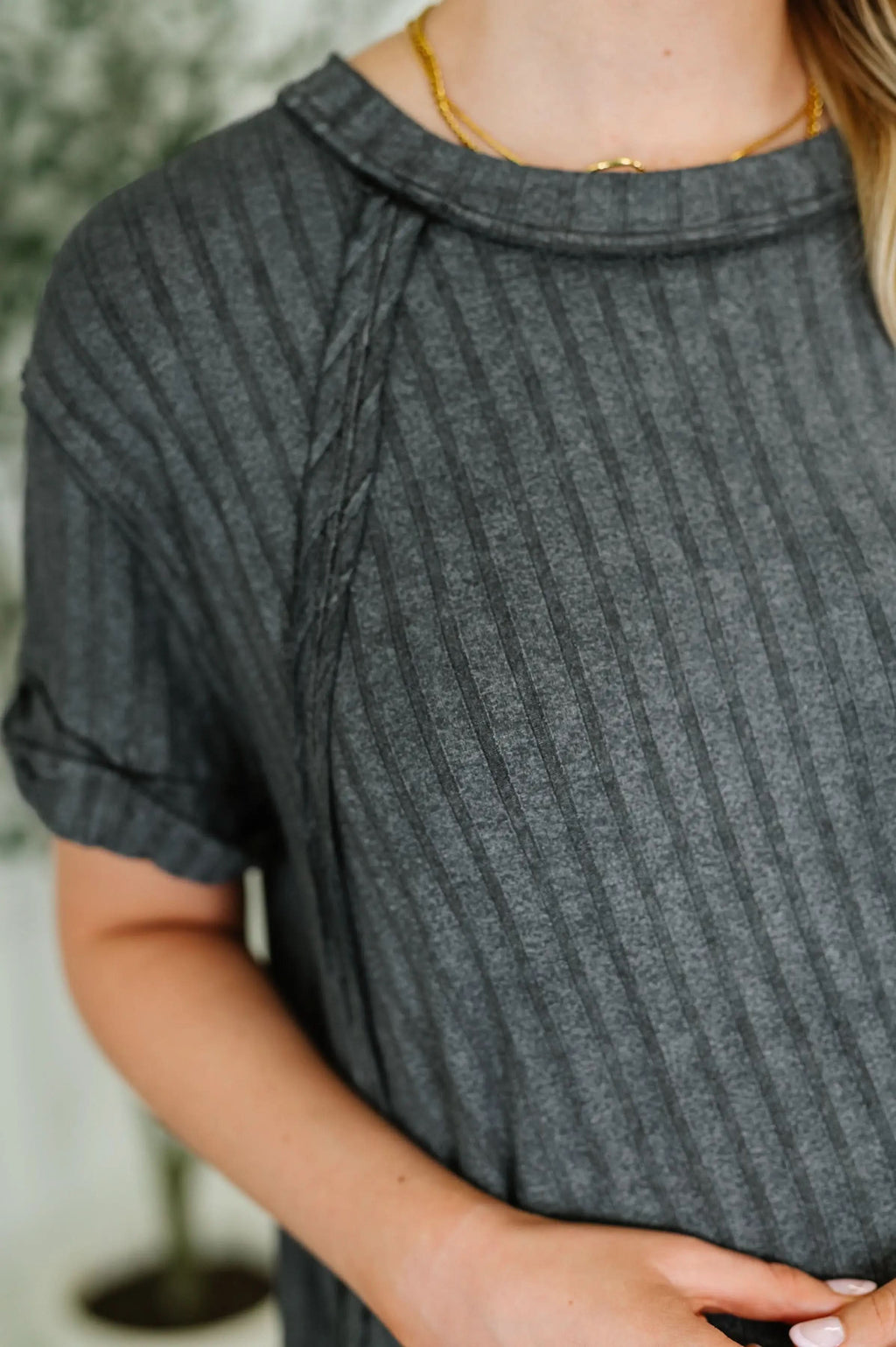 Sunday's Bestie Mineral Wash Top in Ash Black in - Womens photo