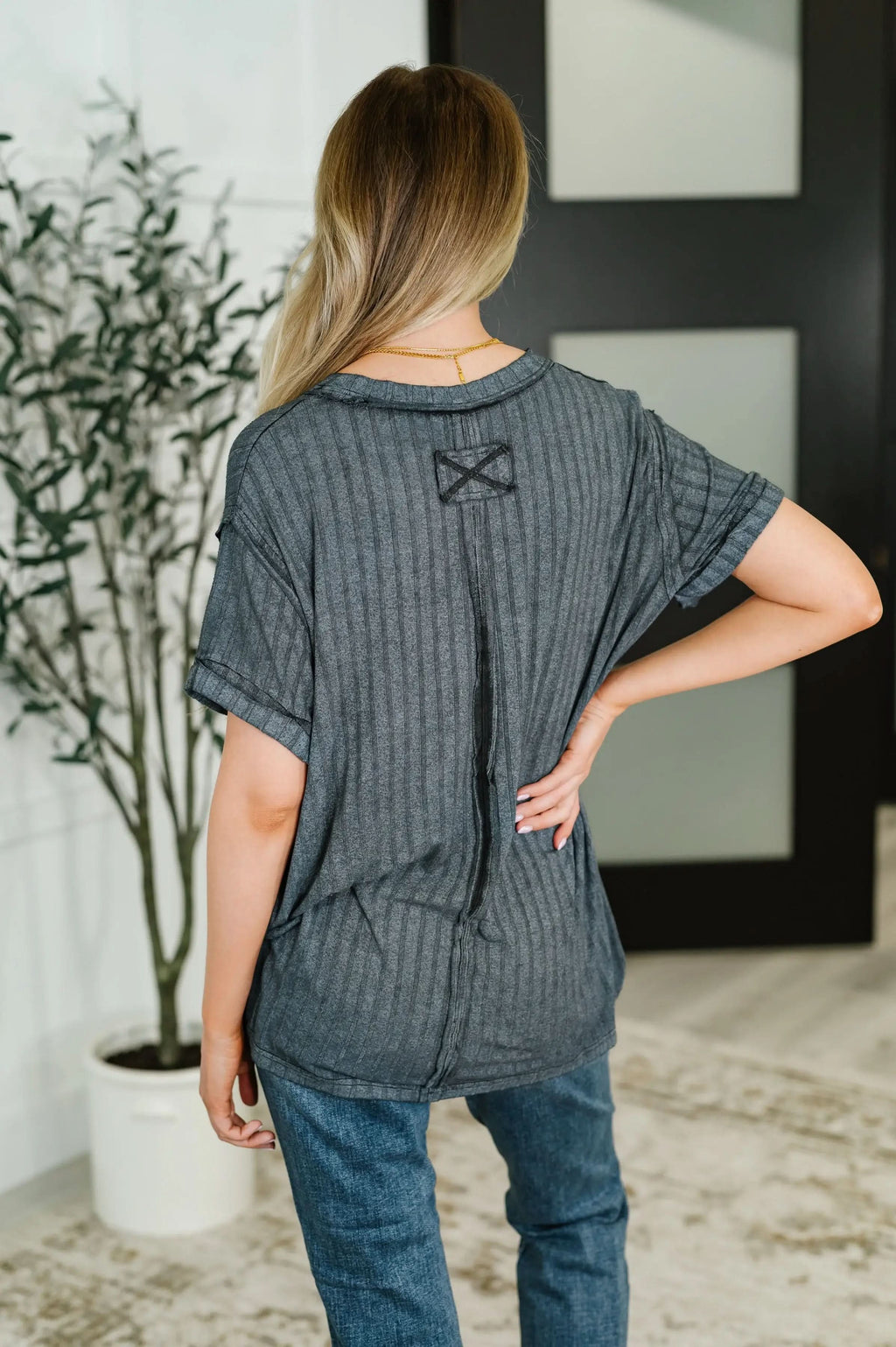 Sunday's Bestie Mineral Wash Top in Ash Black in - Womens photo