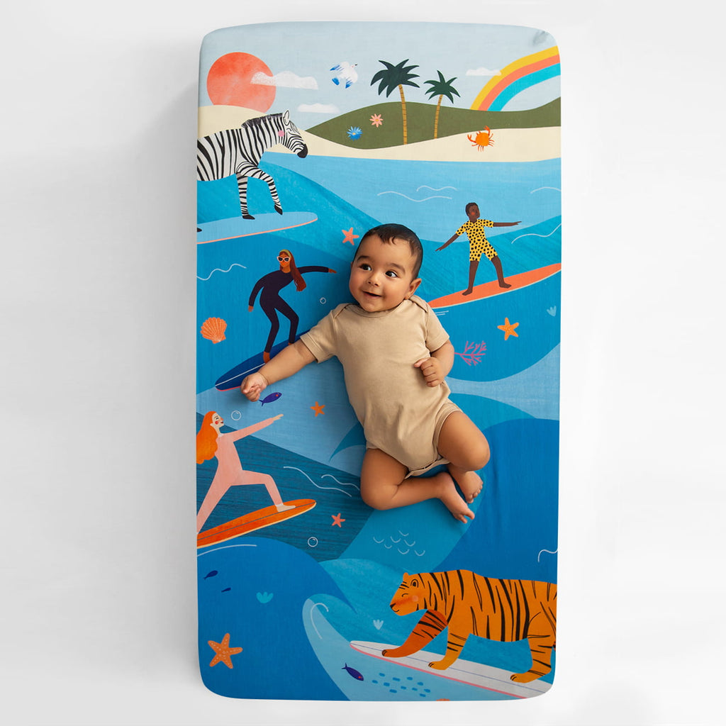 Surfing Safari Standard Size Crib Sheet in - Crib sheets photo