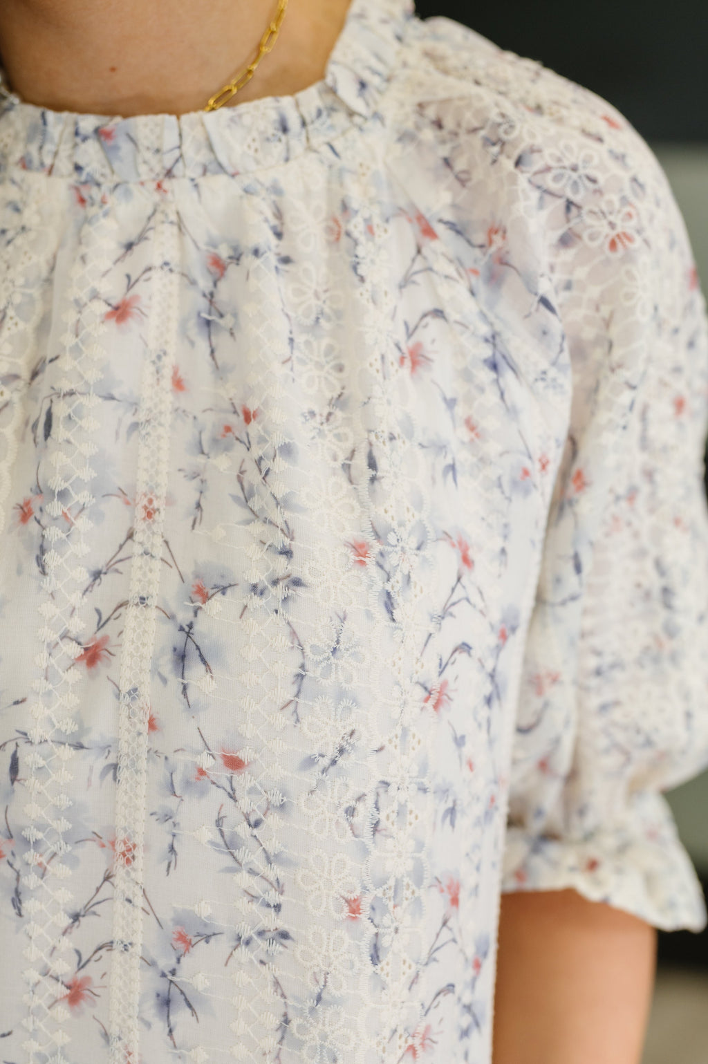 Sweet Ruffle Affair High Neck Blouse in Blue in - Womens photo