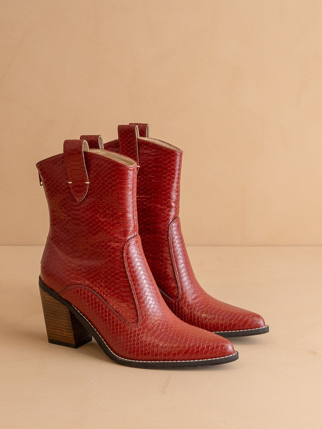 The Tara | Red Two Paneled Western Cowgirl boot in Red - BOOTS & BOOTIES photo