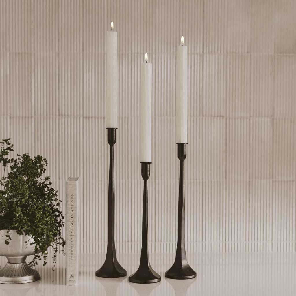 Fluted Taper Candles - Set of 3 in - Taper Candles photo