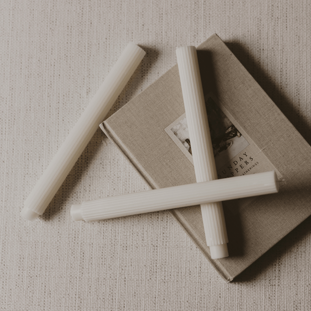 Fluted Taper Candles - Set of 3 in - Taper Candles photo