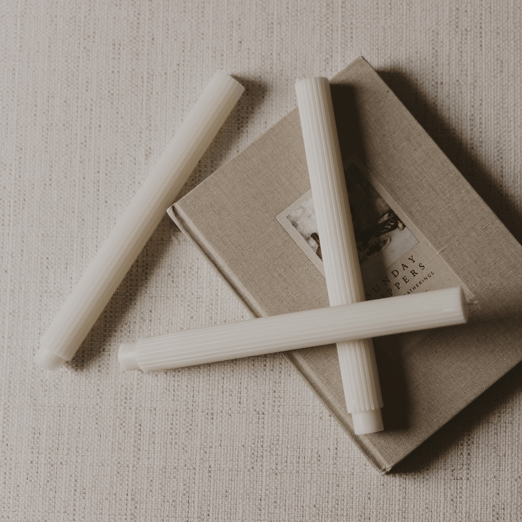 Fluted Taper Candles - Set of 3 in - Taper Candles photo