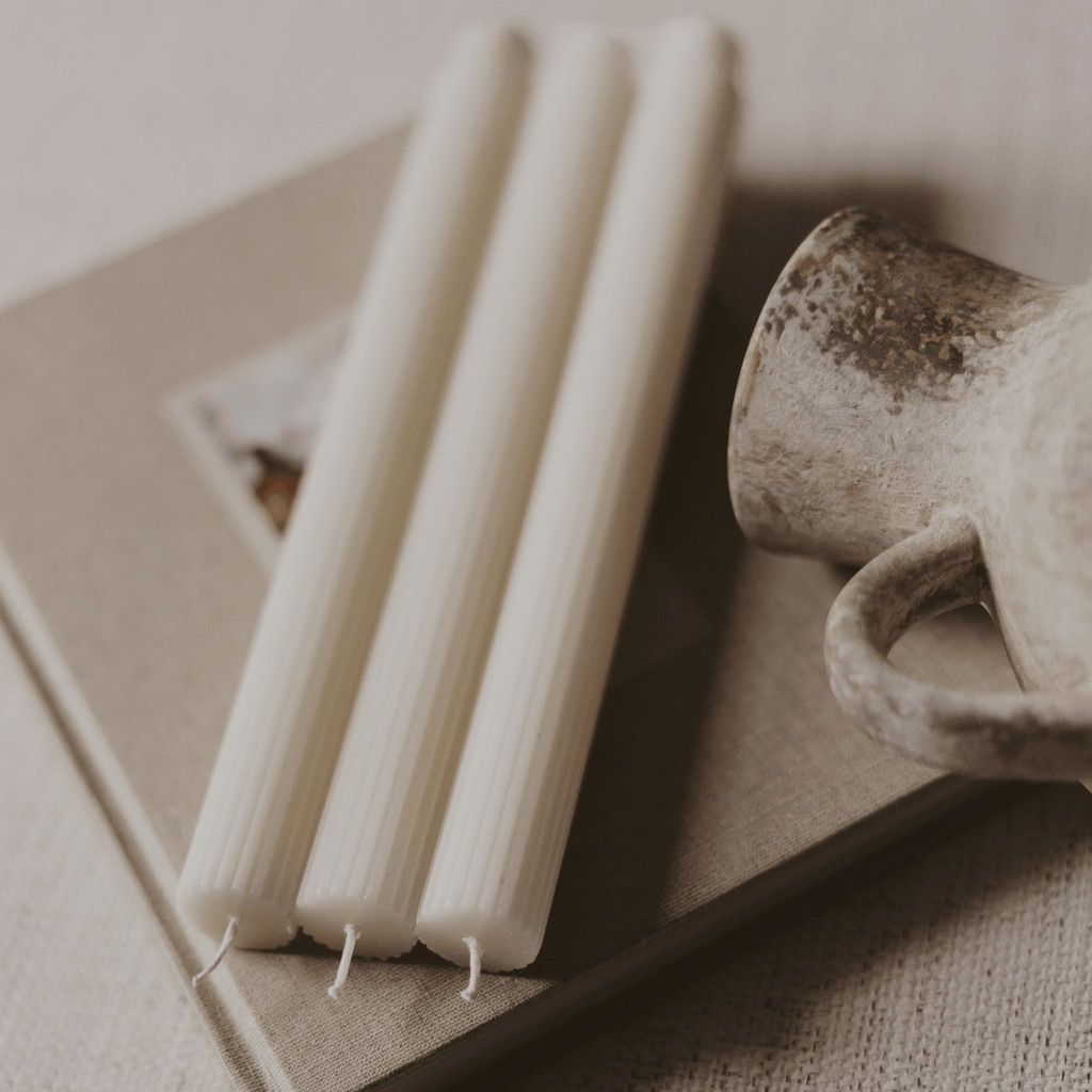 Fluted Taper Candles - Set of 3 in - Taper Candles photo