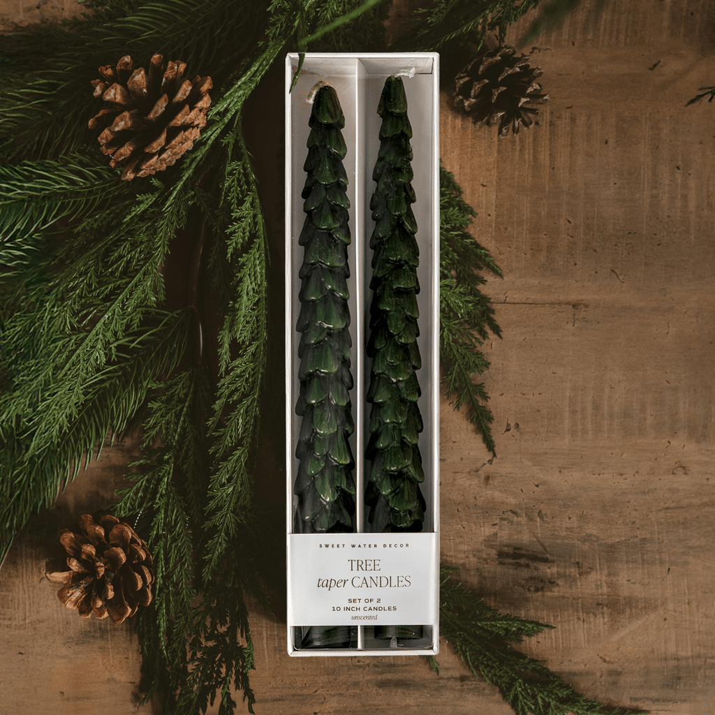 Green Tree Taper Candles - Set of 2 in - Taper Candles photo